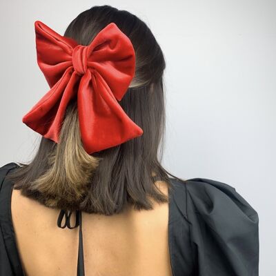 Lila Red Velvet Bow Hair Clip - Red Velvet