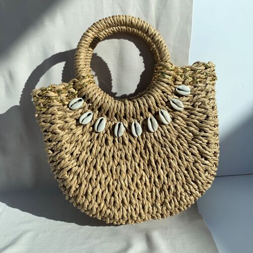 Lila Shell Straw Mini Bag