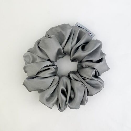 Lila Grey Satin Scrunchie