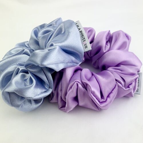 Lila Blue Satin Scrunchie