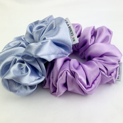 Scrunchie in raso blu Lila