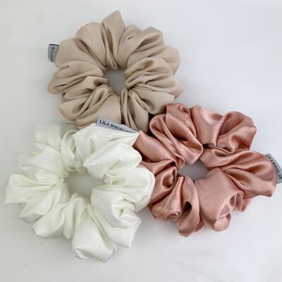 Lila Sand Satin Scrunchie