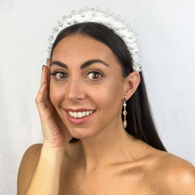 Lila White Pearl Padded Headband