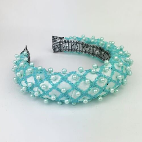 Lila Aqua Pearl Padded Headband