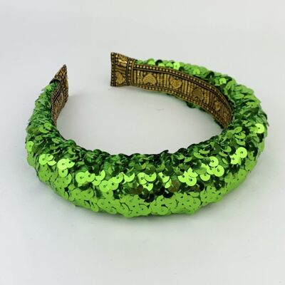 Lila grünes, mit Pailletten gepolstertes Stirnband