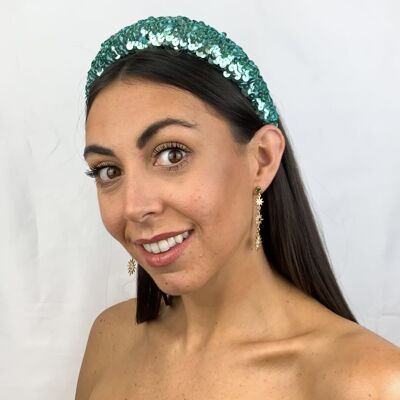 Lila Turquoise Sequin Padded Headband