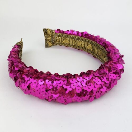 Lila Hot Pink Sequin Padded Headband