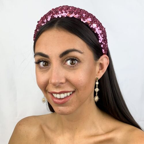 Lila Pink Sequin Padded Headband