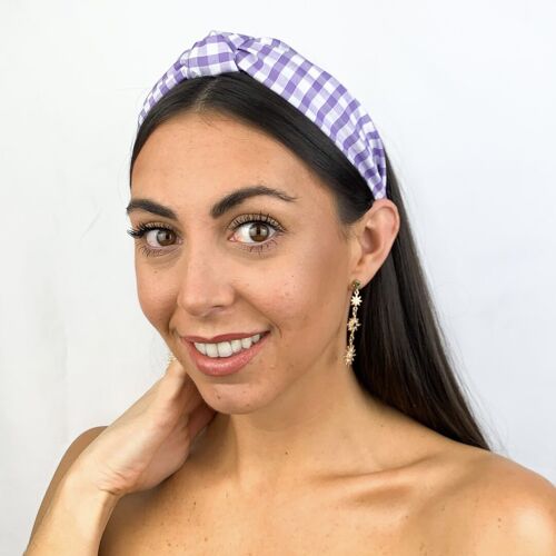 Lila Purple Gingham Turban Headband