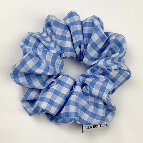 Lila Blue Gingham Scrunchie