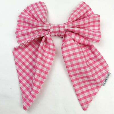 Lila Pink Gingham Hair Bow
