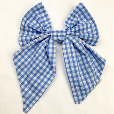 Lila Blue Gingham Hair Bow