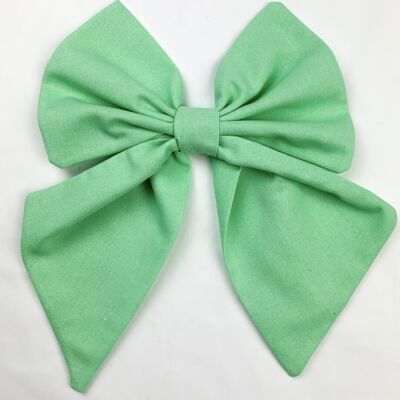 Lila Mint Linen Hair Bow Clip