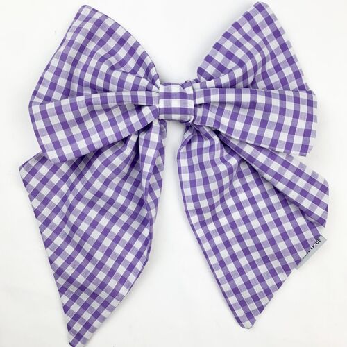 Lila Purple Gingham Hair Bow