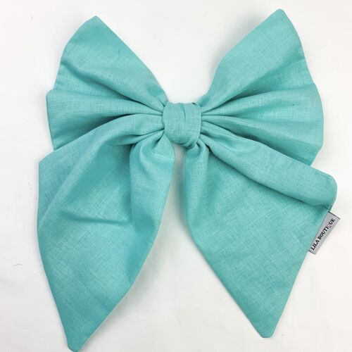 Lila Blue Linen Hair Bow