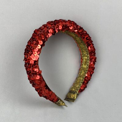 Diadema acolchada con lentejuelas rojas Lila