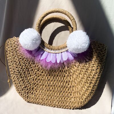 Sac de plage en plumes lilas Lila