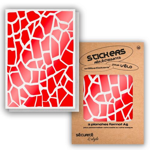 Planches de stickers réfléchissants format A5 Volcano Rouge