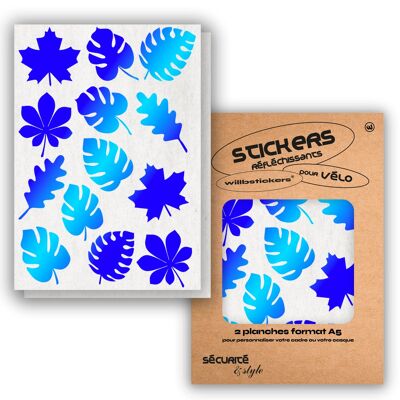 Planches de stickers réfléchissants format A5 Leaf Bleu