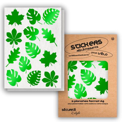 Planches de stickers réfléchissants format A5 Leaf Vert