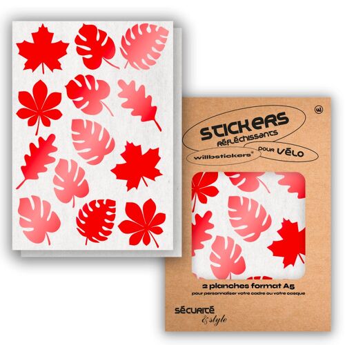 Planches de stickers réfléchissants format A5 Leaf Rouge