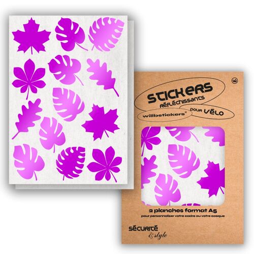 Planches de stickers réfléchissants format A5 Leaf Violet