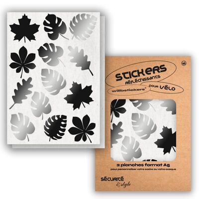 Sheets of reflective stickers A5 Leaf Black