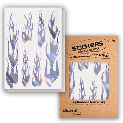 Planches de stickers réfléchissants format A5 Flamme Rainbow