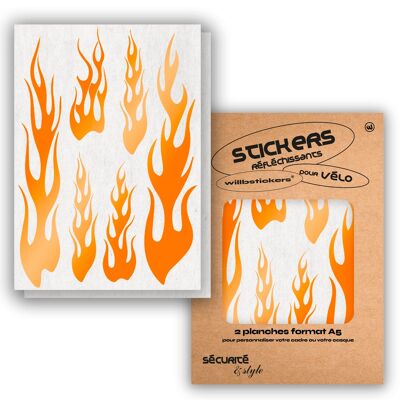 Planches de stickers réfléchissants format A5 Flamme Orange