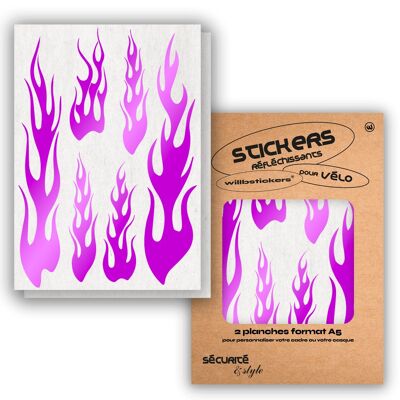 Planches de stickers réfléchissants format A5 Flamme Violet