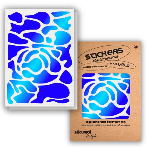Planches de stickers réfléchissants format A5 Camo Bleu