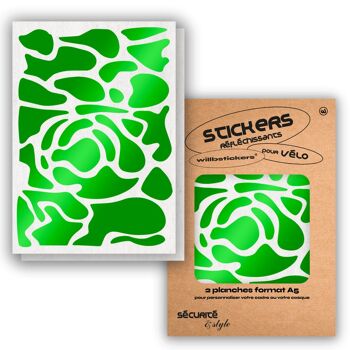 Planches de stickers réfléchissants format A5 Camo Vert