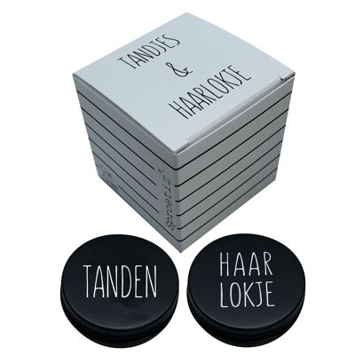 Tanden- en haarlokdoosje in geschenkverpakking zwart