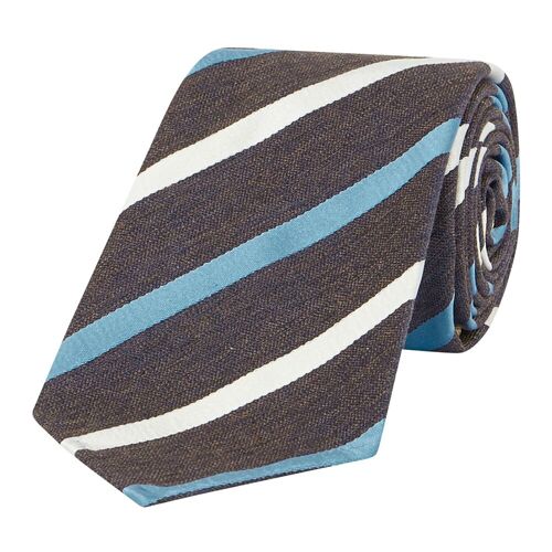 Ivory and light blue regimental stripe tie