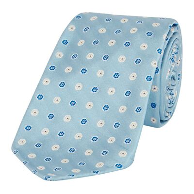 Light blue jacquard micro flower tie