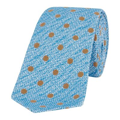 CRAVATE BLEU CLAIR JACQUARD POIS FLEURS