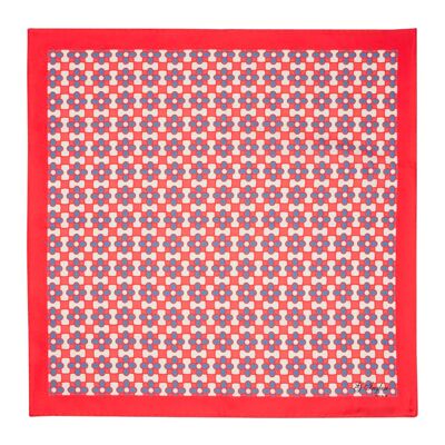 Red fiore silk pocket square