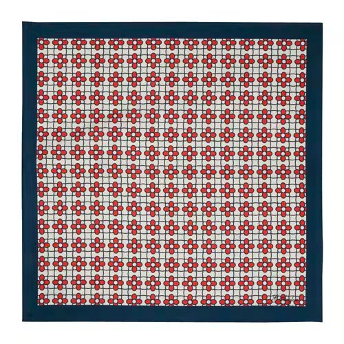 Navy and red fiore silk pocket square