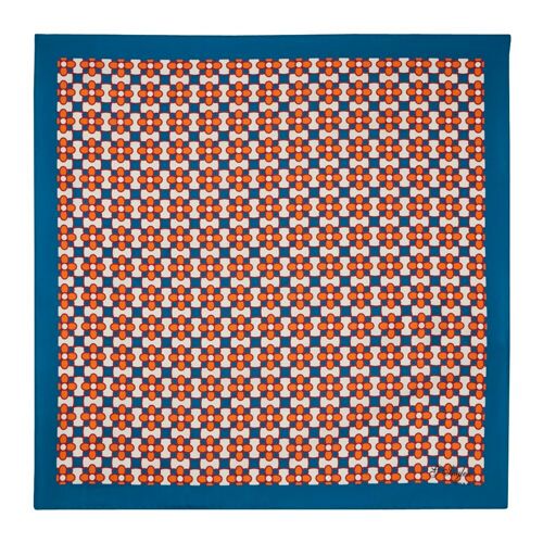 Orange fiore silk pocket square