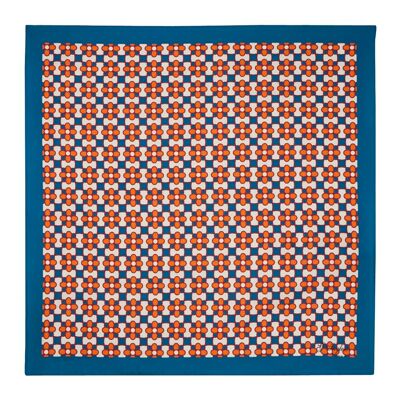 Orange fiore silk pocket square