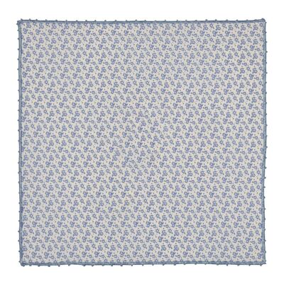 Blue freesia-print cotton poplin pocket square