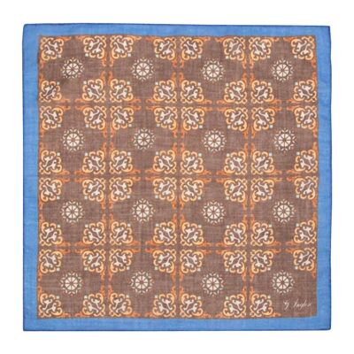 Brown wool foulard ceramic pocket square