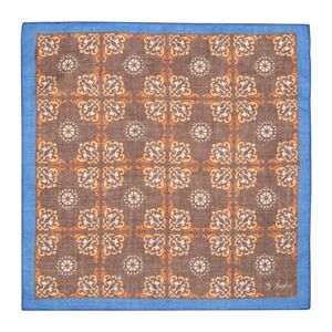 CARRE DE POCHE CERAMIQUE FOULARD EN LAINE MARRON