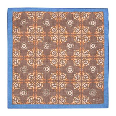 CARRE DE POCHE CERAMIQUE FOULARD EN LAINE MARRON