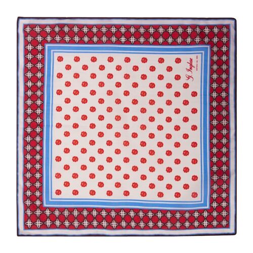 Red and blue cotton magna grecia pocket square