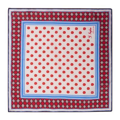 Red and blue cotton magna grecia pocket square