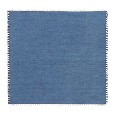 Denim chambray cotton fringed pocket square