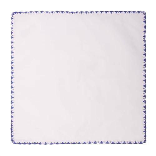 White and blue cotton punto ventaglio pocket square