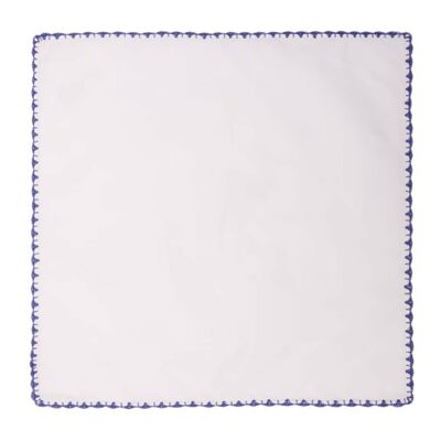 White and blue cotton punto ventaglio pocket square