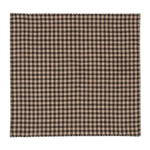 Brown cotton oxford check pocket square